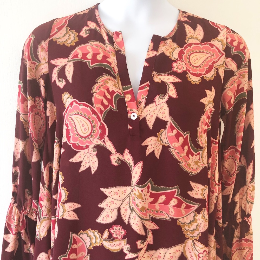 EUC Show Me Your MUMU Paisley Top. Burgundy/Red/Coral/Green